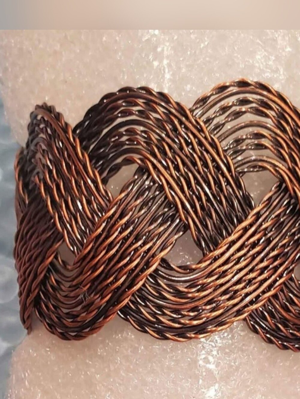 Women's Metal Braided Wire Cuff Bracelet Antique Copper Tone